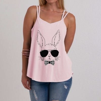 Easter Bunny Rabbit With Glasses Easter Day Women's Strappy Tank