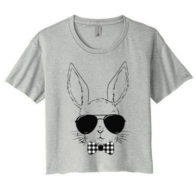 Easter Bunny Rabbit With Glasses Easter Day Women's Crop Top Tee