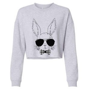 Easter Bunny Rabbit With Glasses Easter Day Cropped Pullover Crew