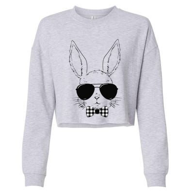 Easter Bunny Rabbit With Glasses Easter Day Cropped Pullover Crew