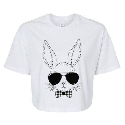 Easter Bunny Rabbit With Glasses Easter Day Bella+Canvas Jersey Crop Tee