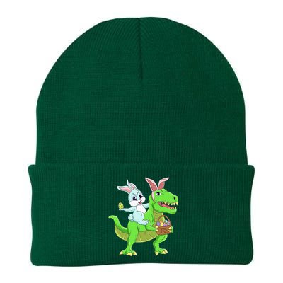 Easter Bunny Riding Dinosaur T Rex Easter Knit Cap Winter Beanie