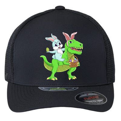 Easter Bunny Riding Dinosaur T Rex Easter Flexfit Unipanel Trucker Cap