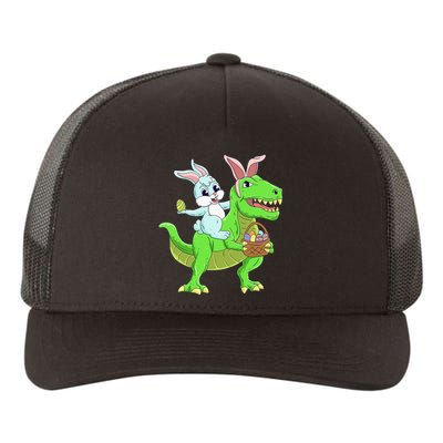 Easter Bunny Riding Dinosaur T Rex Easter Yupoong Adult 5-Panel Trucker Hat