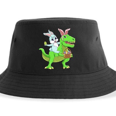 Easter Bunny Riding Dinosaur T Rex Easter Sustainable Bucket Hat