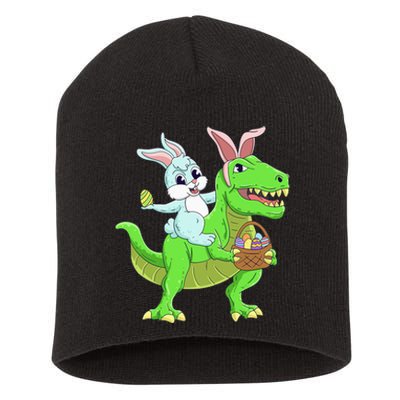 Easter Bunny Riding Dinosaur T Rex Easter Short Acrylic Beanie