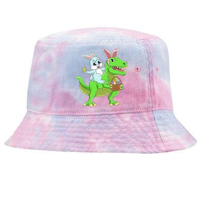 Easter Bunny Riding Dinosaur T Rex Easter Tie-Dyed Bucket Hat