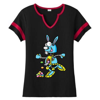 Easter Bunny Robot Robotics Gift For Egg Hunt Ladies Halftime Notch Neck Tee