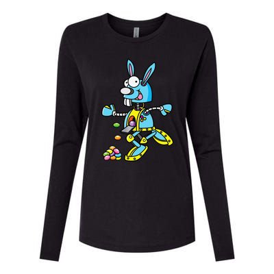 Easter Bunny Robot Robotics Gift For Egg Hunt Womens Cotton Relaxed Long Sleeve T-Shirt