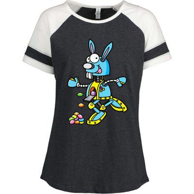 Easter Bunny Robot Robotics Gift For Egg Hunt Enza Ladies Jersey Colorblock Tee