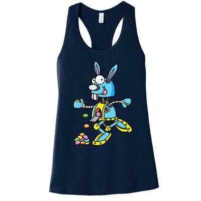 Easter Bunny Robot Robotics Gift For Egg Hunt Women's Racerback Tank