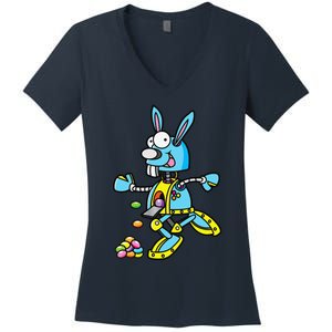 Easter Bunny Robot Robotics Gift For Egg Hunt Women's V-Neck T-Shirt