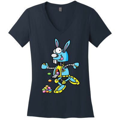 Easter Bunny Robot Robotics Gift For Egg Hunt Women's V-Neck T-Shirt