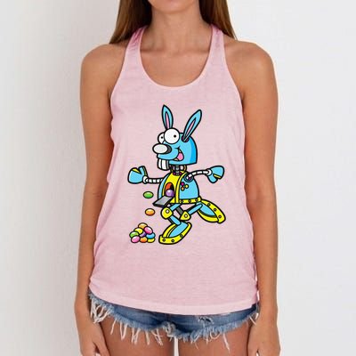 Easter Bunny Robot Robotics Gift For Egg Hunt Women's Knotted Racerback Tank