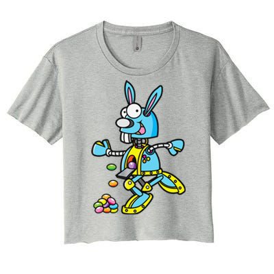 Easter Bunny Robot Robotics Gift For Egg Hunt Women's Crop Top Tee