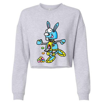 Easter Bunny Robot Robotics Gift For Egg Hunt Cropped Pullover Crew