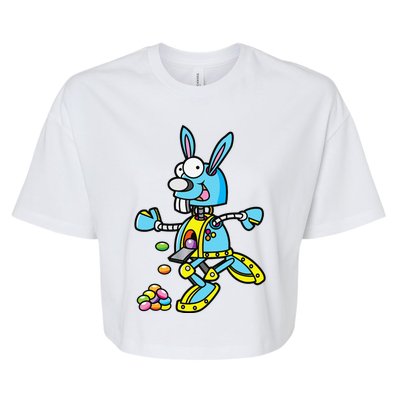 Easter Bunny Robot Robotics Gift For Egg Hunt Bella+Canvas Jersey Crop Tee