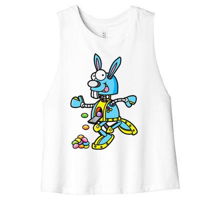 Easter Bunny Robot Robotics Gift For Egg Hunt Women's Racerback Cropped Tank