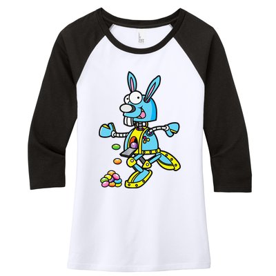 Easter Bunny Robot Robotics Gift For Egg Hunt Women's Tri-Blend 3/4-Sleeve Raglan Shirt