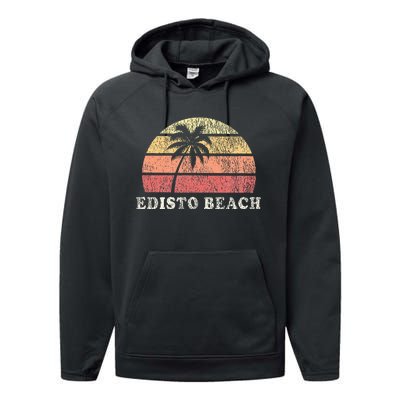 Edisto Beach Sc Vintage 70s Retro Throwback Design Performance Fleece Hoodie