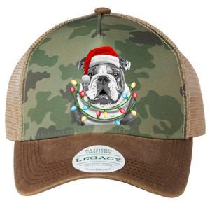 English Bulldog Santa Christmas Tree Lights Xmas Dog Cool Gift Legacy Tie Dye Trucker Hat