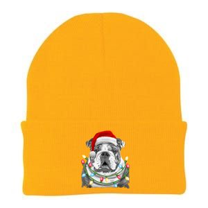 English Bulldog Santa Christmas Tree Lights Xmas Dog Cool Gift Knit Cap Winter Beanie