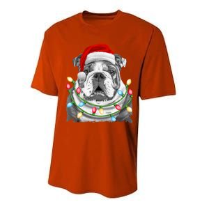 English Bulldog Santa Christmas Tree Lights Xmas Dog Cool Gift Performance Sprint T-Shirt