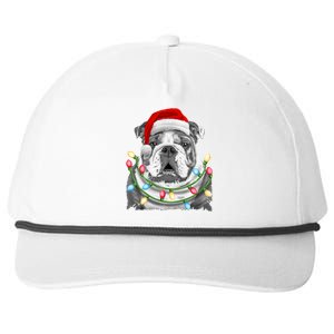 English Bulldog Santa Christmas Tree Lights Xmas Dog Cool Gift Snapback Five-Panel Rope Hat