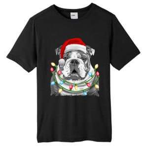 English Bulldog Santa Christmas Tree Lights Xmas Dog Cool Gift Tall Fusion ChromaSoft Performance T-Shirt