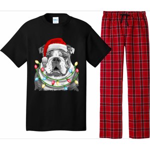 English Bulldog Santa Christmas Tree Lights Xmas Dog Cool Gift Pajama Set