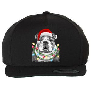 English Bulldog Santa Christmas Tree Lights Xmas Dog Cool Gift Wool Snapback Cap