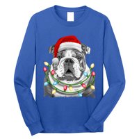 English Bulldog Santa Christmas Tree Lights Xmas Dog Cool Gift Long Sleeve Shirt