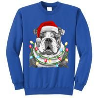 English Bulldog Santa Christmas Tree Lights Xmas Dog Cool Gift Sweatshirt