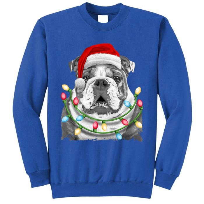 English Bulldog Santa Christmas Tree Lights Xmas Dog Cool Gift Sweatshirt