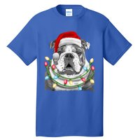 English Bulldog Santa Christmas Tree Lights Xmas Dog Cool Gift Tall T-Shirt