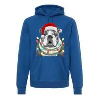 English Bulldog Santa Christmas Tree Lights Xmas Dog Cool Gift Premium Hoodie