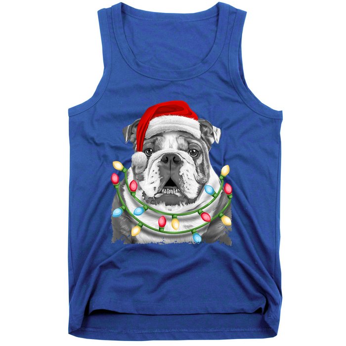 English Bulldog Santa Christmas Tree Lights Xmas Dog Cool Gift Tank Top