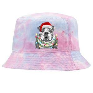 English Bulldog Santa Christmas Tree Lights Xmas Dog Cool Gift Tie-Dyed Bucket Hat