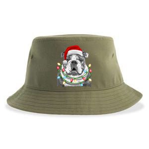 English Bulldog Santa Christmas Tree Lights Xmas Dog Cool Gift Sustainable Bucket Hat