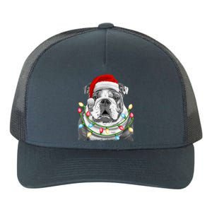 English Bulldog Santa Christmas Tree Lights Xmas Dog Cool Gift Yupoong Adult 5-Panel Trucker Hat