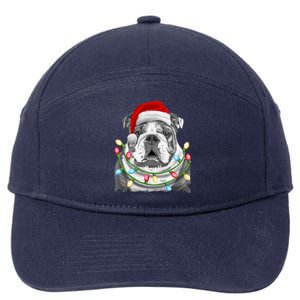 English Bulldog Santa Christmas Tree Lights Xmas Dog Cool Gift 7-Panel Snapback Hat