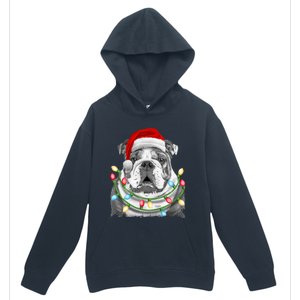 English Bulldog Santa Christmas Tree Lights Xmas Dog Cool Gift Urban Pullover Hoodie