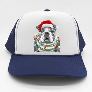 English Bulldog Santa Christmas Tree Lights Xmas Dog Cool Gift Trucker Hat