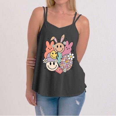 Easter Bunny Smile Face Groovy Easter Day Women's Strappy Tank