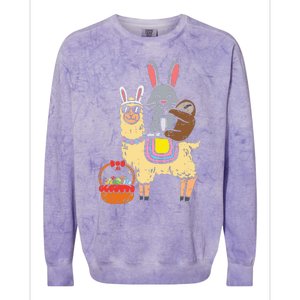 Easter Bunny Sloth On Llama Eggs Cute Alpaca Colorblast Crewneck Sweatshirt