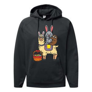 Easter Bunny Sloth On Llama Eggs Cute Alpaca Performance Fleece Hoodie