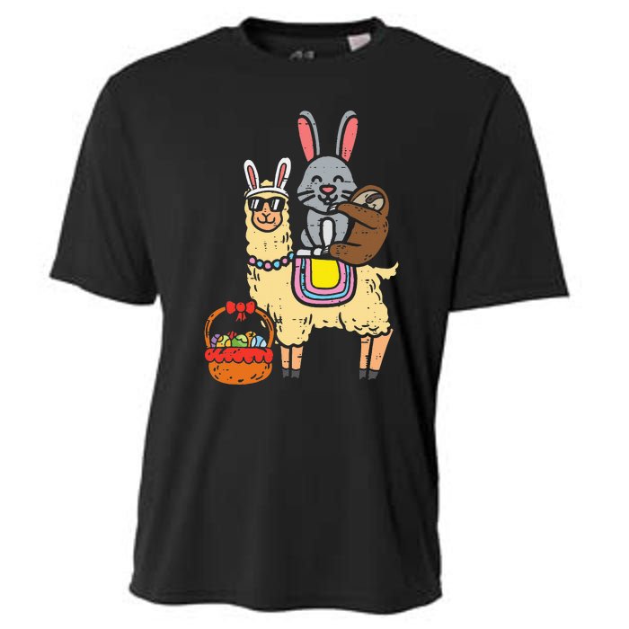 Easter Bunny Sloth On Llama Eggs Cute Alpaca Cooling Performance Crew T-Shirt