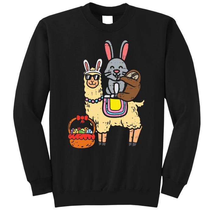 Easter Bunny Sloth On Llama Eggs Cute Alpaca Sweatshirt