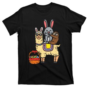 Easter Bunny Sloth On Llama Eggs Cute Alpaca T-Shirt