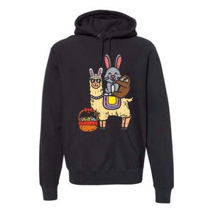 Easter Bunny Sloth On Llama Eggs Cute Alpaca Premium Hoodie